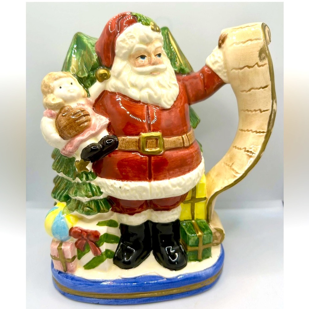 Vtg 1993 Fitz and Floyd "Santa With His Naughty and Nice List" Candle Holder